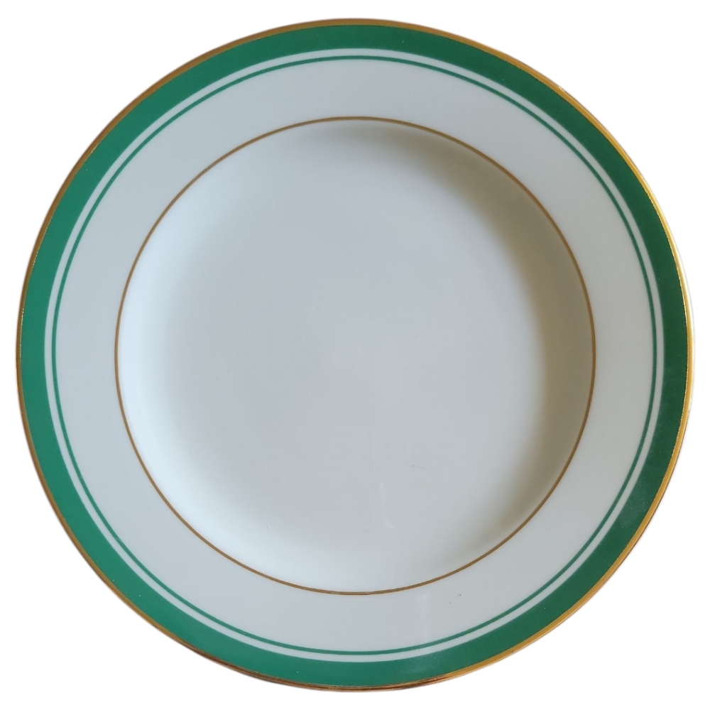 Vtg Philip Kingsley Classics Emerald Gold Green Porcelain Salad Dessert Plate 8"